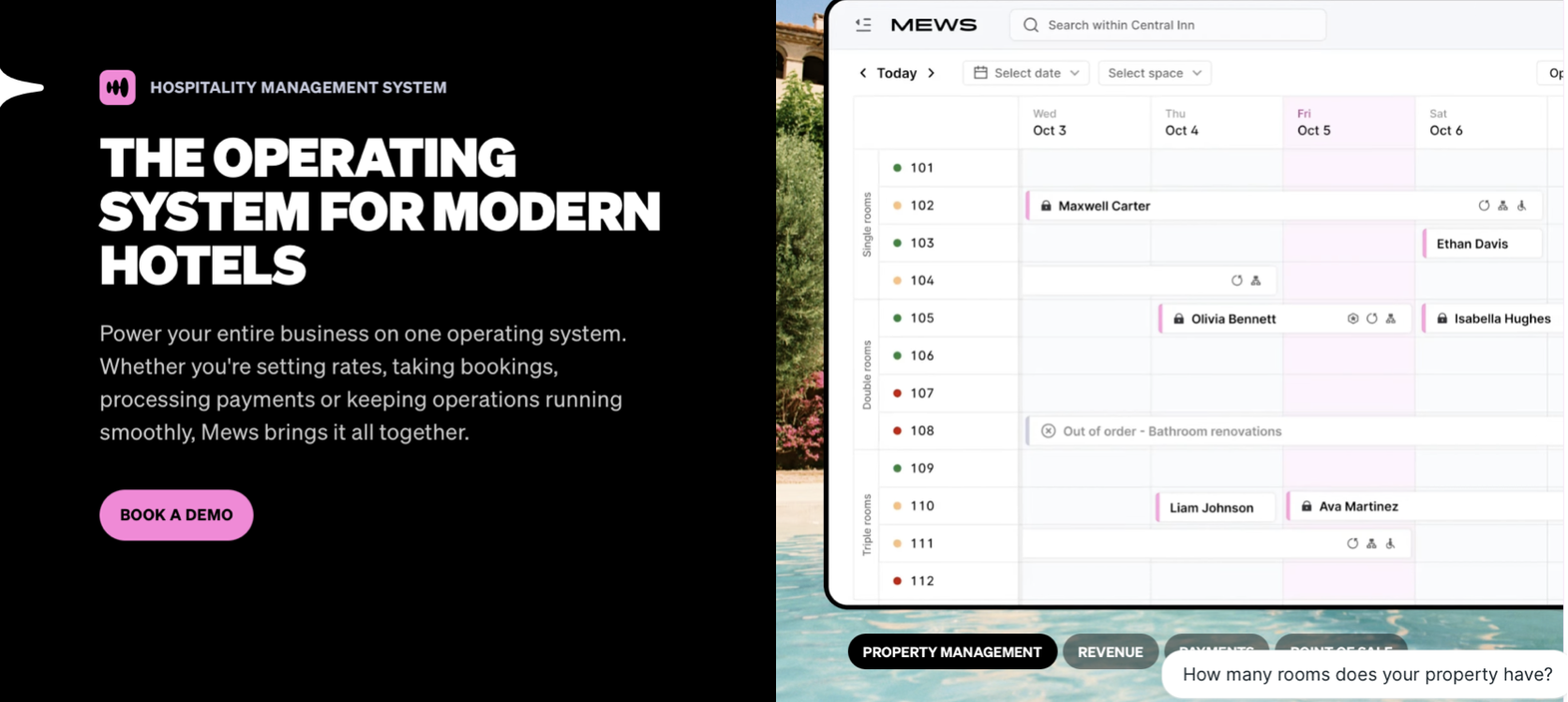 Mews PMS dashboard
